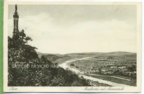 „TRIER, Moselpartie mit Mariensäule.“  um 1930 /1940 , Postkarte