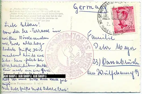 „Hotel Weisses Rössl“  um 1950/1960  , Ansichtskarte mit Frankatur, mit Stempel,