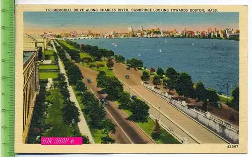 74:-Memorial Drive Along Charles River.  Cambridge Looking Towards Boston, mass. gel. 3.07.1941 / Boston, Mass.