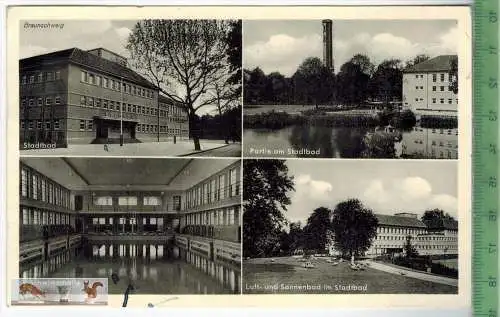 Braunschweig, Stadtbad - 1953 - Verlag: Oskar Steude, Braunschweig, POSTKARTE mit Frankatur, mit  Stempel BRAUNSCHWEIG