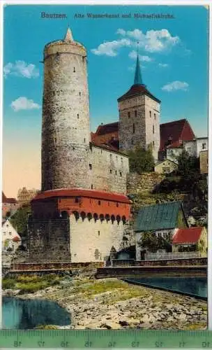 Bautzen, Alte Wasserkunst und Michaeliskirche um 1930/1940,  Verlag: Brück&Sohn, Meissen, Nr. 18438, POSTKARTE