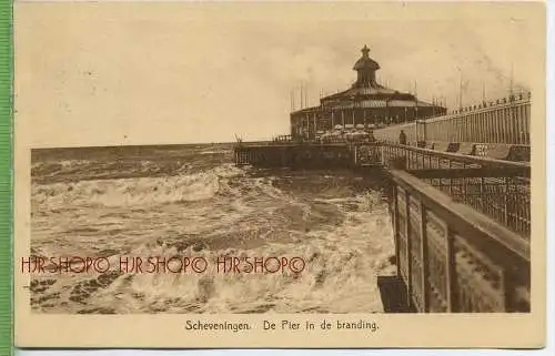 Scheveningen De Pier in de branding um 1920/1930, Verlag: - -,   Postkarte, LUFTPOST mit Frankatur, mit Stempel