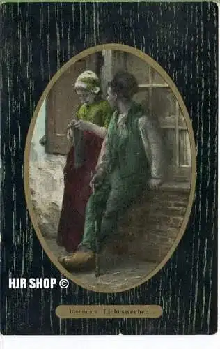 um 1910/1920 Ansichtskarte Liebeswerben,  gelaufene Karte mit Frankatur und minimalen Alters- und Beförderungsspuren