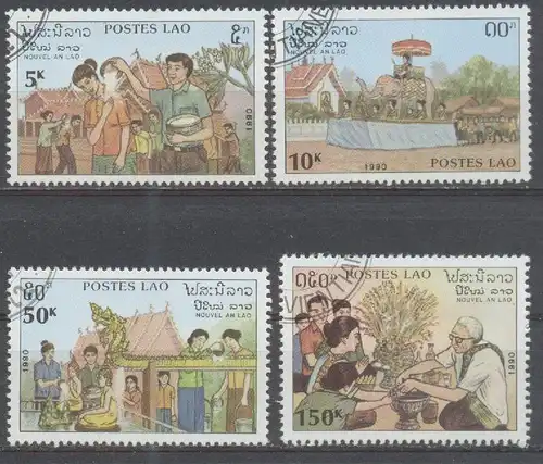 Laos, Mi-Nr. 1236 - 1239 gest., kompl., Laotische Neujahrsbräuche