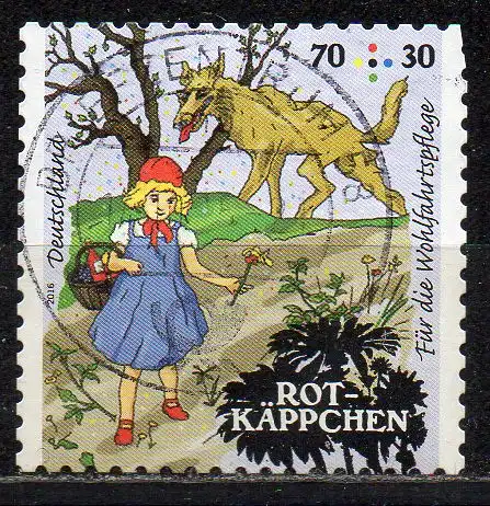 BRD, Mi-Nr. 3215 gest., gestanzt, Wohlfahrt 2016, Grimms Märchen - Rotkäppchen