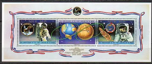 Niue, Block Mi-Nr. 114 **, 20. Jahrestag der ersten Mondlandung