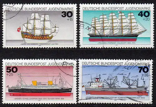 BRD, Mi-Nr. 929 - 932 gest., kompl., Jugend 1977 - Schiffe