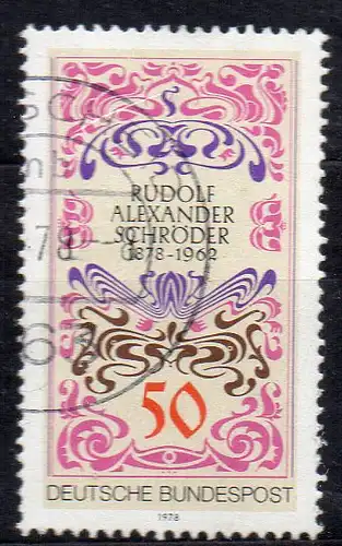 BRD, Mi-Nr. 956 gest., 100. Geburtstag von Rudolf A. Schröder