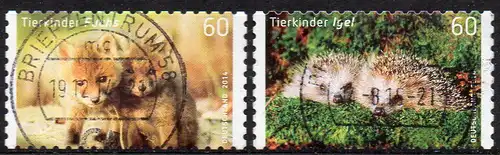 BRD, Mi-Nr. 3053 - 3054 gest., kompl., gestanzt, Tierkinder: Fuchs und Igel