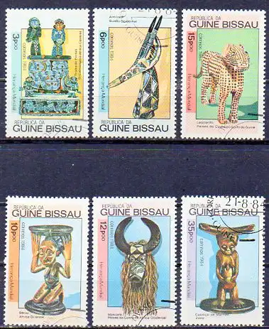 Guinea-Bissau, Mi-Nr. 786 u. a. gest., UNESCO Welterbe, afrikanische Kunst