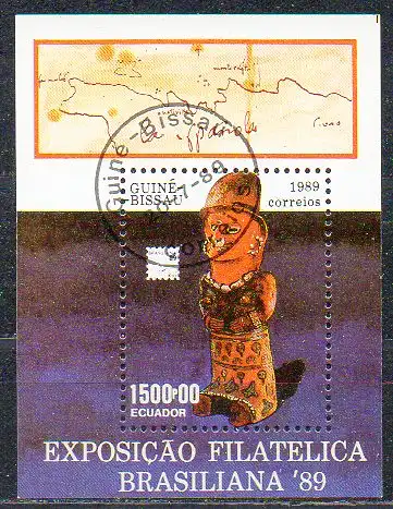 Guinea-Bissau, Block Mi-Nr. 280 gest., Intern. BM-Ausstellung BRASILIANA ´89 Rio de Janeiro - Kunstgegenstände