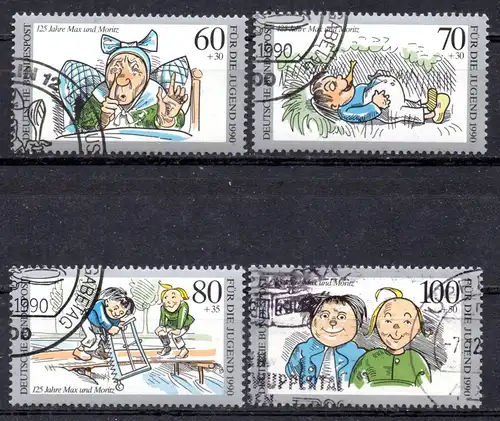 BRD, Mi-Nr. 1455 - 1458 gest., kompl., Jugend 1990 - Max und Moritz