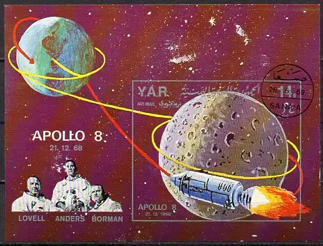 Jemen (Nordjemen), Block Mi-Nr. 98 gest., Apollo 8