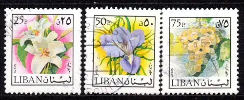 Libanon, Mi-Nr. 1158, 1160 + 1162 gest., Büten