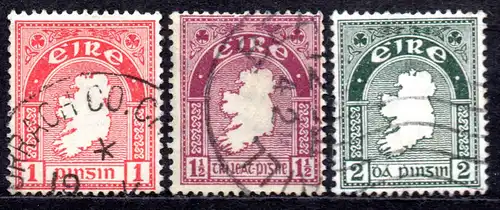 Irland, Mi-Nr. 72, 73 + 74 gest., Nationale Symbole