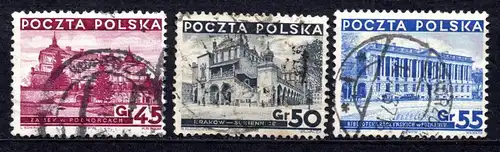 Polen, Mi-Nr. 307, 308 + 309 gest., Sehenswürdigkeiten