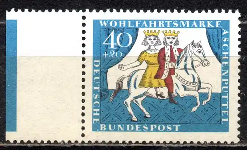 BRD, Mi-Nr. 488 **, Rand links mit Farbrandstreifen, Wohlfahrt 1967: Aschenputtel