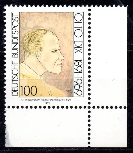 BRD, Mi-Nr. 1573 **, Eckrand UR, Otto Dix