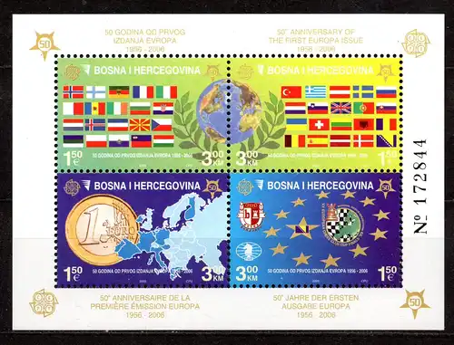 Bosnien u. Herzegowina, Block Mi-Nr. 27 A **, 50 Jahre CEPT-Europa-Marken