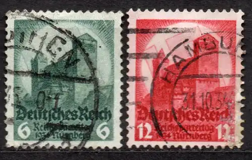 Deutsches Reich, Mi-Nr. 546 - 547 gest., kompl., Reichsparteitag Nürnberg