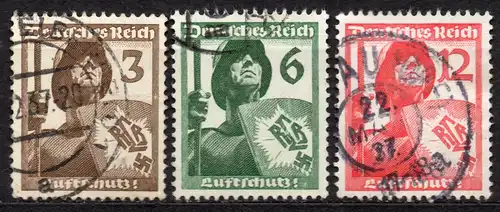 Deutsches Reich, Mi-Nr. 643 - 645 gest., kompl., Luftschutz