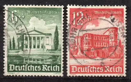 Deutsches Reich, Mi-Nr. 754 + 756 gest., Winterhilfswerk: Bauwerke