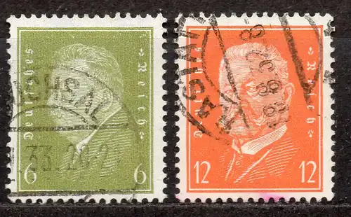 Deutsches Reich, Mi-Nr. 465 - 466 gest., kompl., Reichspräsidenten Friedrich Ebert + Paul von Hindenburg