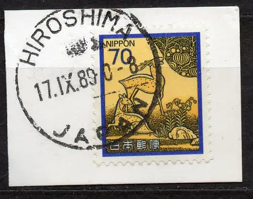 Japan, Mi-Nr. 1538 auf BfSt. gest. Hiroshima, DS Pflanzen, Tiere, nationales Kulturerbe