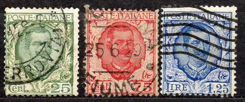 Italien, Mi-Nr. 240, 241 + 242 gest., König Viktor Emanuel III.