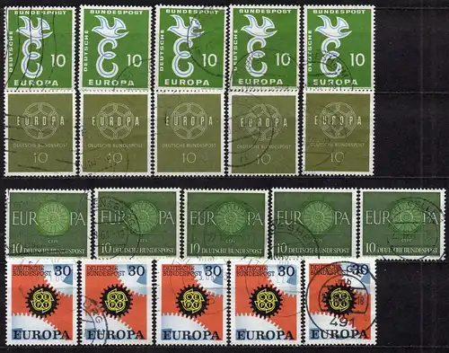 BRD, Mi-Nr. 295, 320, 337 + 534 je 5 x gest., Europa CEPT