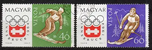 Ungarn, Mi-Nr. 1975 + 1976 gest., Olympische Winterspiele Innsbruck 1964