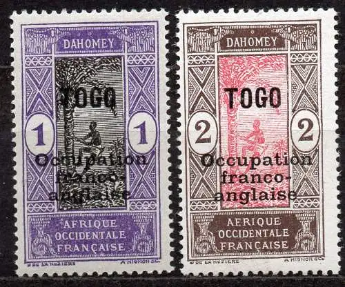 Togo, Mi-Nr. 25 + 26 **, Ernte der Ölpalmenfrüchte