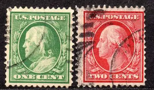 USA, Mi-Nr. 162 + 163 gest., Benjamin Franklin + George Washington