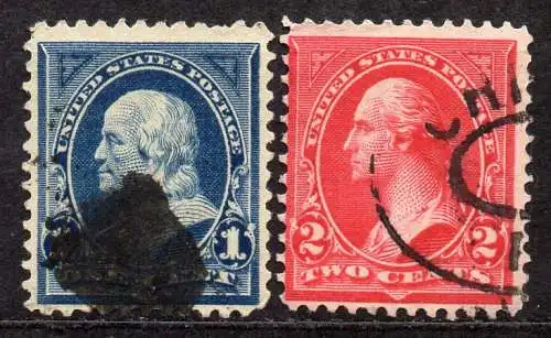 USA, Mi-Nr. 103 + 104 gest., Benjamin Franklin + George Washington