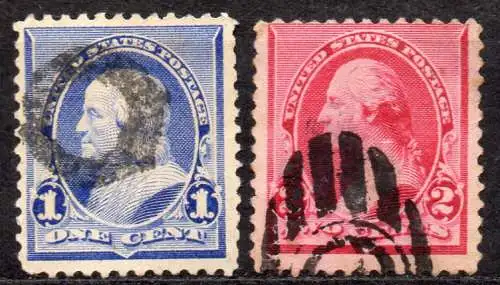 USA, Mi-Nr. 61 + 62 gest., Benjamin Franklin + George Washington