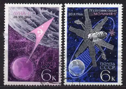 Sowjetunion, Mi-Nr. 3311 - 3312 gest., kompl., Erfolge in der Weltraumforschung