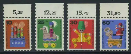 BERLIN 1971 Michel-Nummer 412-415 postfrisch SATZ(4) EINZELMARKEN RÄNDER oben (a) - Altes Holzspielzeug