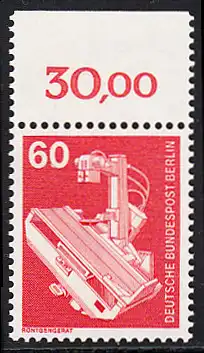 BERLIN 1978 Michel-Nummer 582 postfrisch EINZELMARKE RAND oben  - Industrie & Technik: Röntgengerät