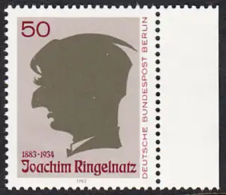 BERLIN 1983 Michel-Nummer 701 postfrisch EINZELMARKE RAND rechts - Joachim Ringelnatz, Maler und Schriftsteller (Scherenschnitt)