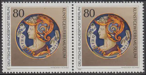 BERLIN 1984 Michel-Nummer 711 postfrisch horiz.PAAR - Kunstschätze in Berliner Museen: Majolika-Schale (Kunstgewerbemuseum)