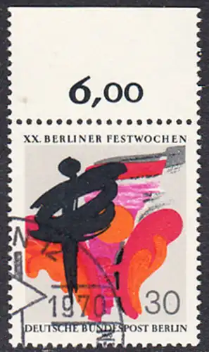 BERLIN 1970 Michel-Nummer 372 gestempelt EINZELMARKE RAND oben (a)