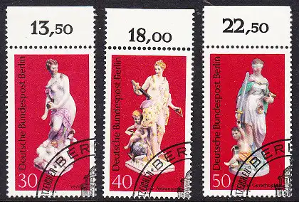 BERLIN 1974 Michel-Nummer 478-480 gestempelt SATZ(3) EINZELMARKEN RÄNDER oben (o)