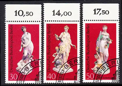 BERLIN 1974 Michel-Nummer 478-480 gestempelt SATZ(3) EINZELMARKEN RÄNDER oben (k)