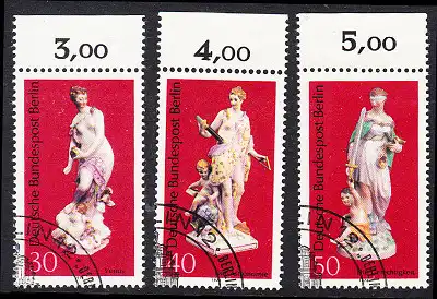 BERLIN 1974 Michel-Nummer 478-480 gestempelt SATZ(3) EINZELMARKEN RÄNDER oben (a)