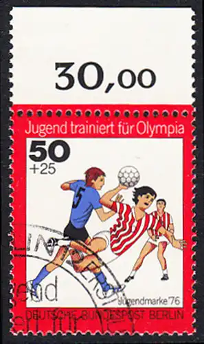 BERLIN 1976 Michel-Nummer 519 gestempelt EINZELMARKE RAND oben (b)