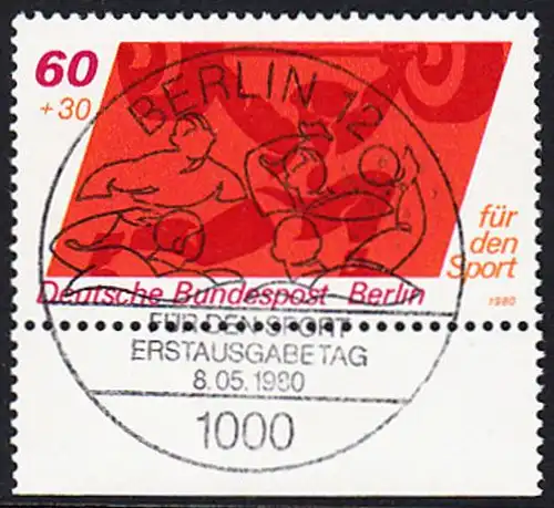 BERLIN 1980 Michel-Nummer 622 gestempelt EINZELMARKE RAND unten (a)