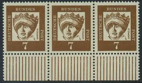 BUND 1961 Michel-Nummer 0348y postfrisch horiz.STRIP(3) RAND unten