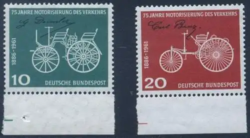 BUND 1961 Michel-Nummer 0363-0364 postfrisch SATZ(2) EINZELMARKEN RÄNDER unten