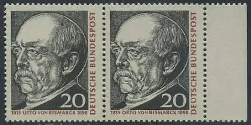 BUND 1965 Michel-Nummer 0463 postfrisch horiz.PAAR RAND rechts (a)