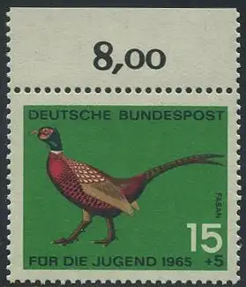 BUND 1965 Michel-Nummer 0465 postfrisch EINZELMARKE RAND oben (b)